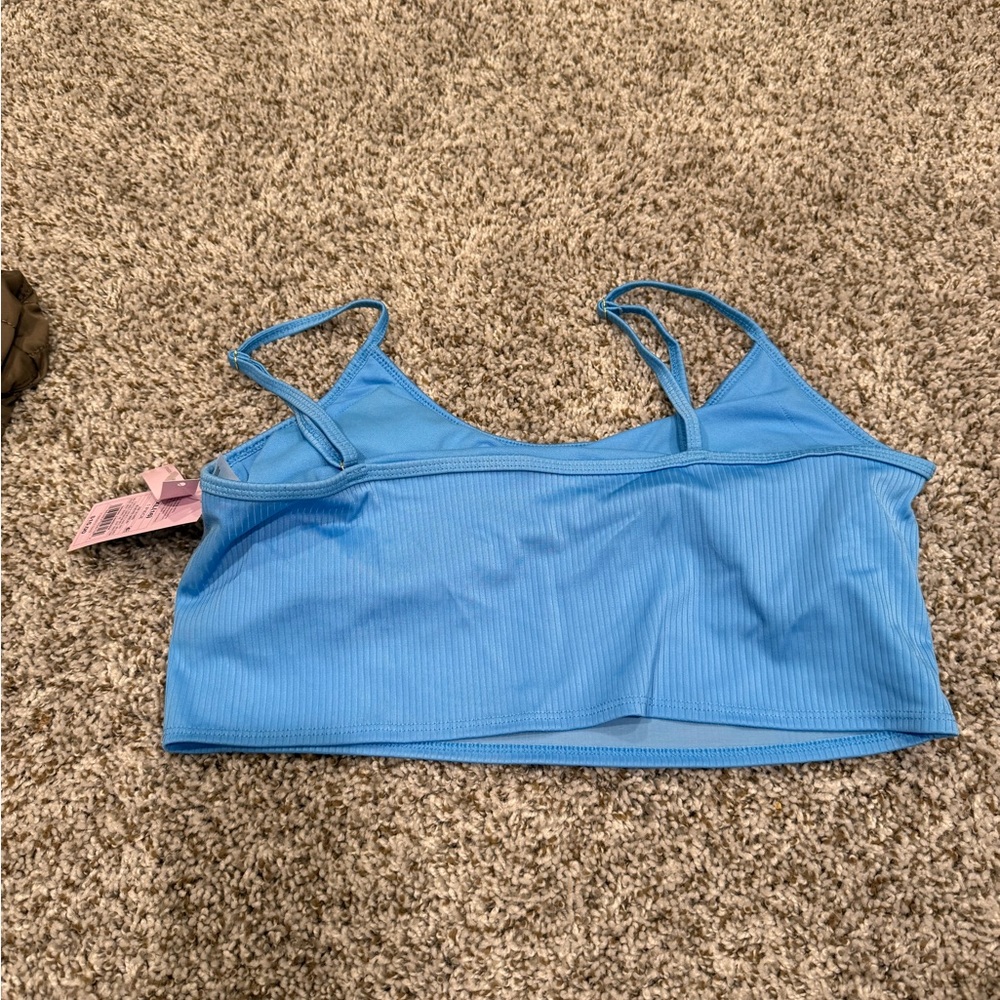 Blue Ribbed Crop Top - Picture 2 of 2